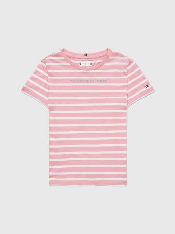 Lány Tommy Hilfiger Stripe Póló Rózsaszín | HU 1948UZG